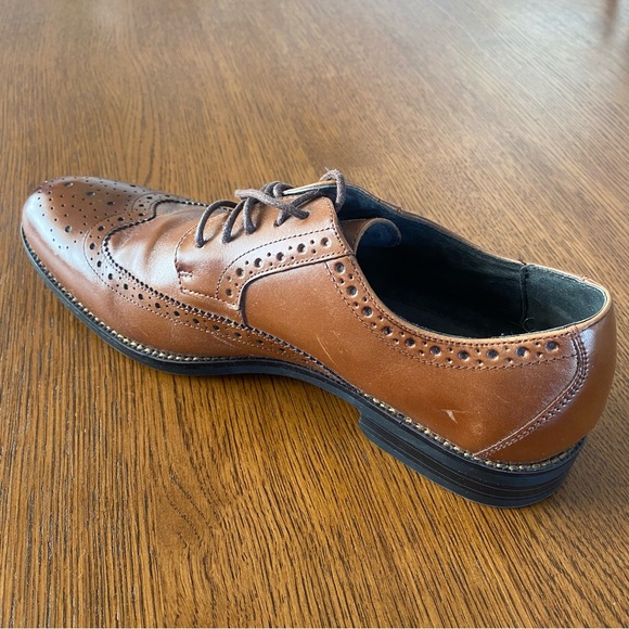 Stacy Adams Garrison Wing-Tip Oxfords Cognac Brown Tan - Picture 14 of 15